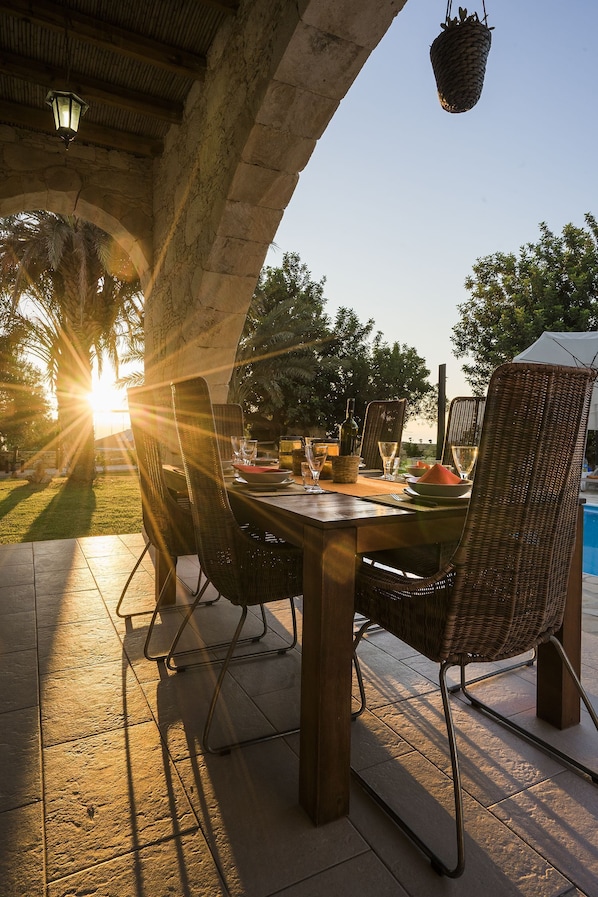 Outdoor dining - Villa Triteos - 3 bed, 3 bath Stone built villa with private pool in Amazing Setting (Peristerona)
