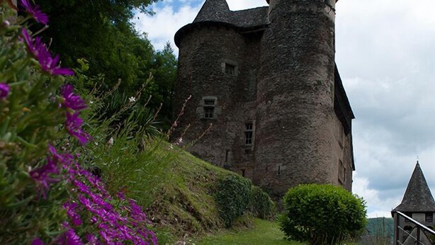 A castle with a stone tower and a paved path leading to it. - country holiday home - 7 rooms - 5/6 persons (Labrousse)