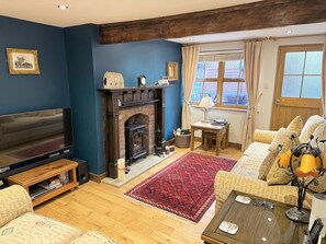 Smart TV, fireplace, DVD player, music library