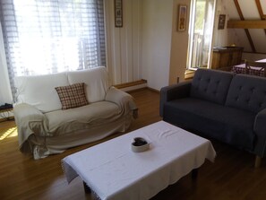 TV, DVD player, table football, books