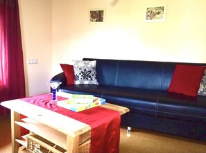 TV, ping pong, toys, books