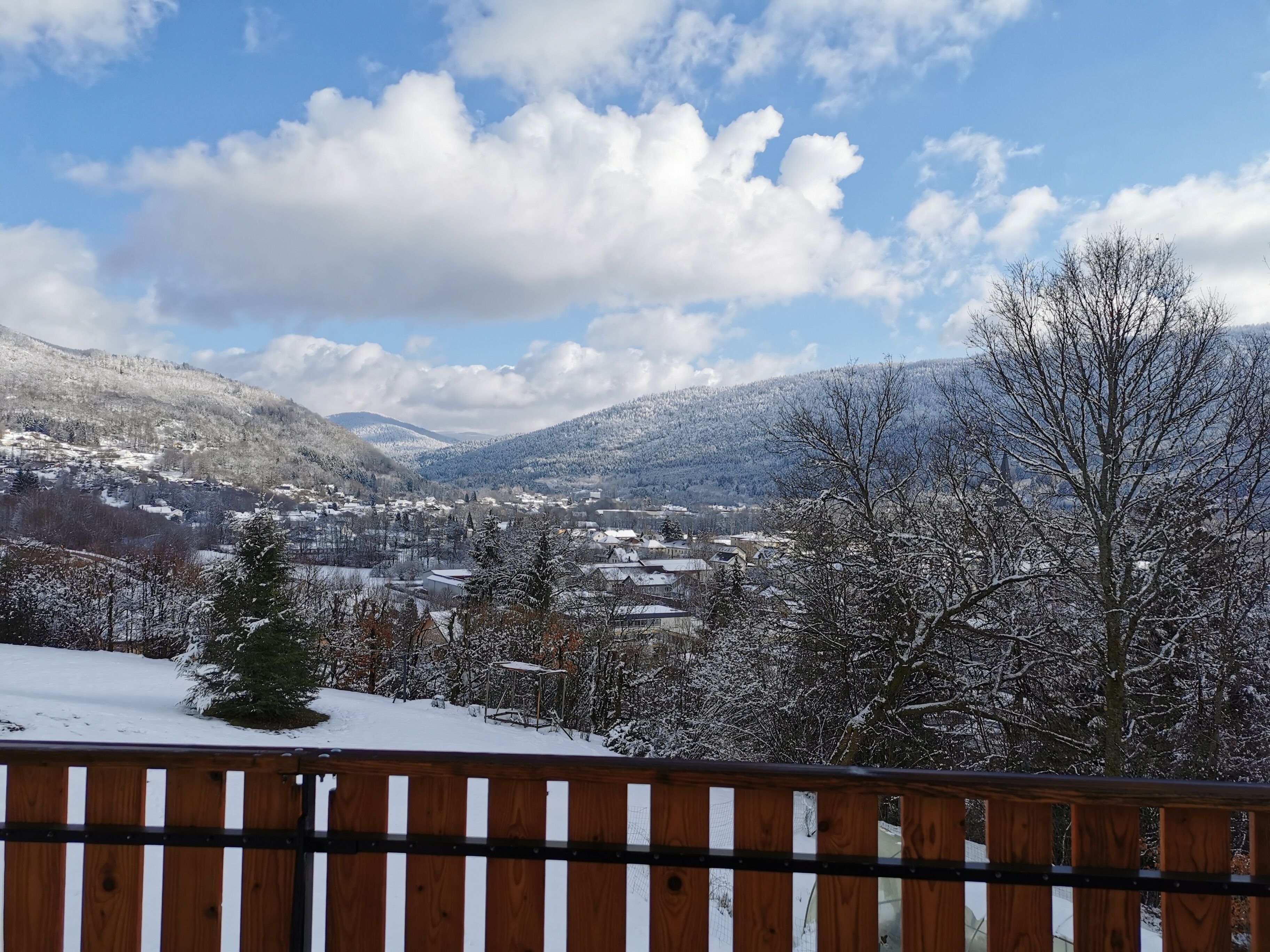 la vue depuis le balcon en hiver