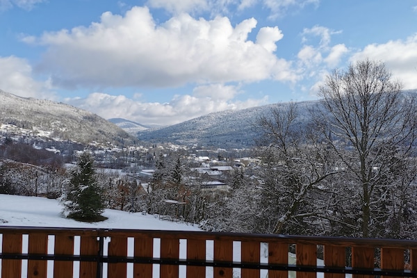 la vue depuis le balcon en hiver