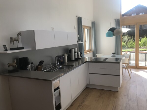 Kühlschrank, Mikrowelle, Ofen, Herdplatte