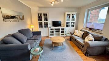 Smart TV, DVD player, books, video library