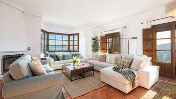 Smart TV, fireplace, DVD player, ping pong