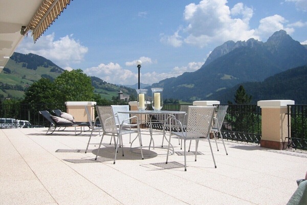Terrace exclusive to the apartment with panoramic mountain view