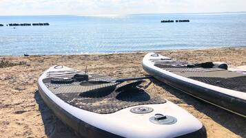 Beach nearby, sun loungers