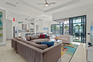Smart TV, DVD player, books, music library
