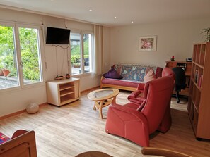 Smart TV, DVD player, books, stereo - spacious 1-room apartment (65 sqm) with kitchen, separate bathroom with shower (Horw)