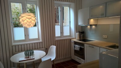 Located in the heart of Flensburg, in an alley next to the pedestrian zone