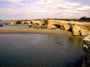 Plage à proximité, chaises longues, serviettes de plage