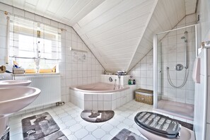 Bathtub, hair dryer, soap