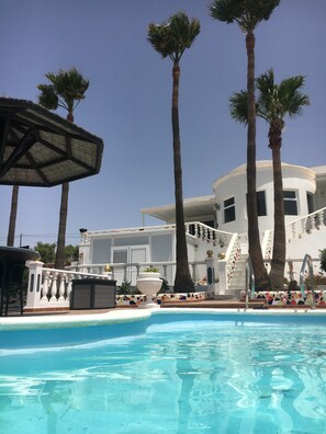 Outdoor pool, a heated pool - Villa with 180 degree sea view, heated pool, pure luxury (Güime)