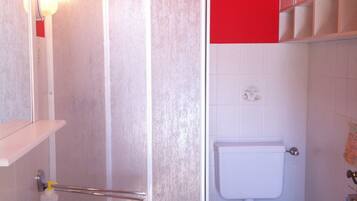 シャワー、ヘアドライヤー、石鹸、トイレットペーパー