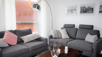 Fernseher, Kamin, DVD-Player, Bücher