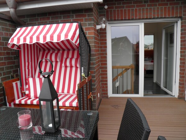Terrace/patio - Dünenperle-Borkum, 5 stars, 3 bedrooms, 2 bathrooms, roof terrace (Borkum)