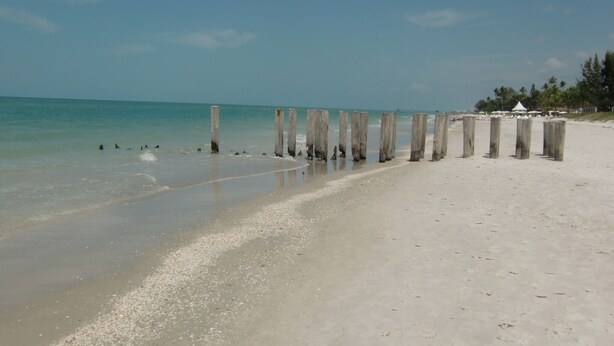A sandy beach with wooden posts and a clear blue sky. - VILLA BELLY :-) heated pool. free WIFI, very private, Garage, BBQ, Kings Lake (Naples)