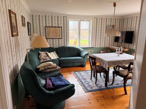 تلفزيون، مدفأة، تنس طاولة، كُتُب