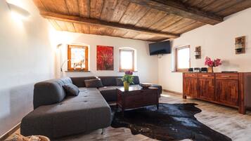 Fernseher, Kamin, DVD-Player, Bücher