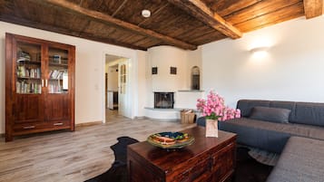 Fernseher, Kamin, DVD-Player, Bücher