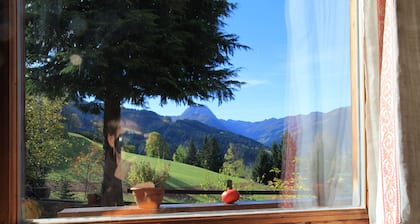 Romántica cabaña de montaña en los Alpes de Kitzbühel para vacaciones de esquí y senderismo.