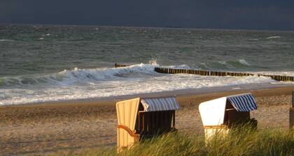 3-room apartment up to 4 pers. + 1 infant up to 7 years - excl. App. Groyne, fireplace, Wi-Fi, 250m to the beach, Waschm.