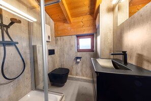 Shower, hair dryer, soap