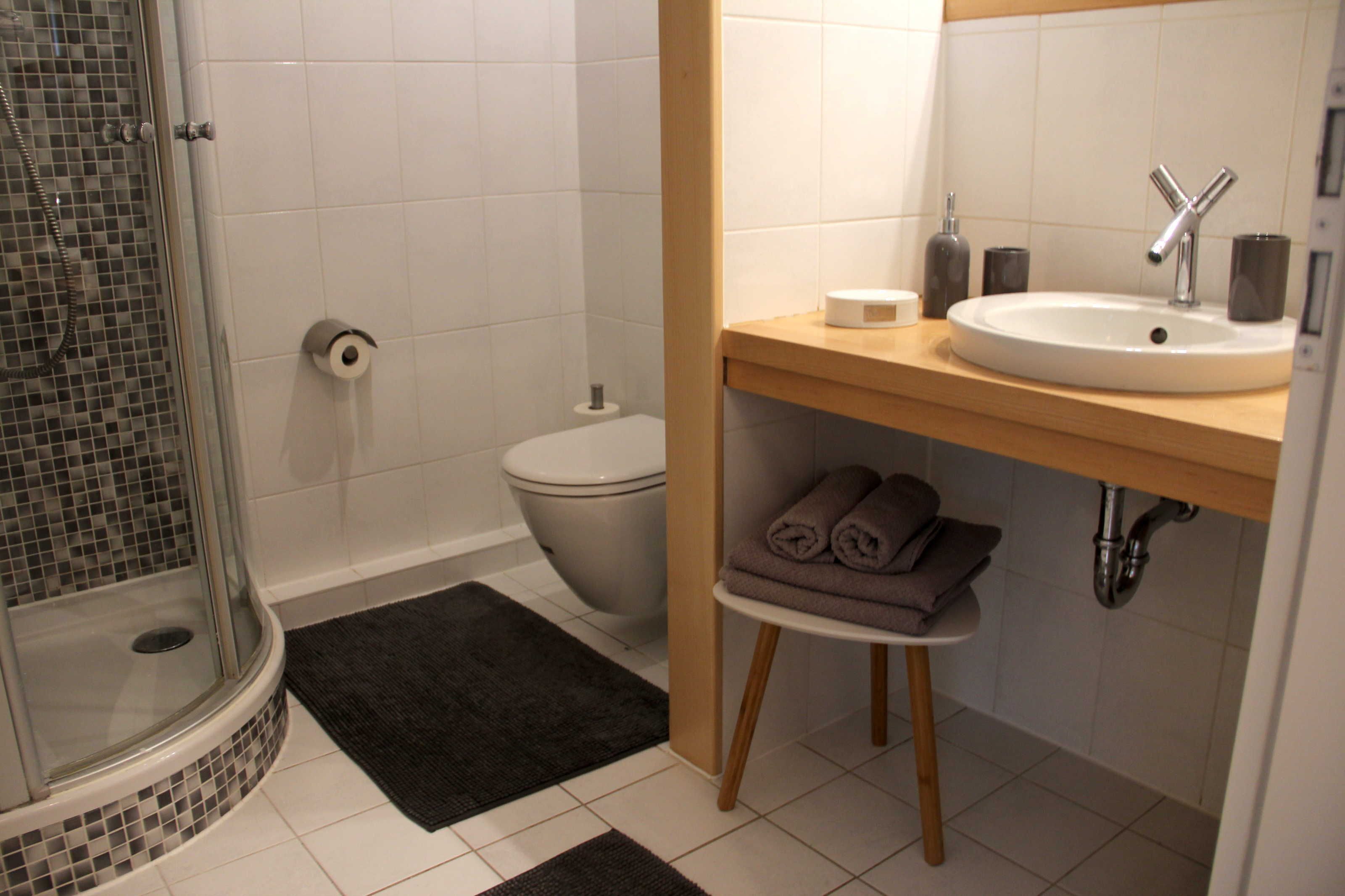 Dusche, Haartrockner, Handtücher