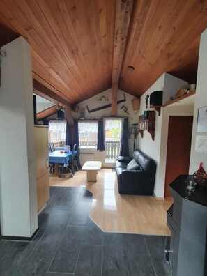 Télévision, cheminée, table de tennis de table