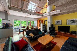 TV, fireplace, DVD player, foosball - Modern 220 sqm holiday home, terrace, garden, sauna, fireplace (Freiamt)