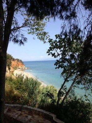 Beach nearby, sun loungers