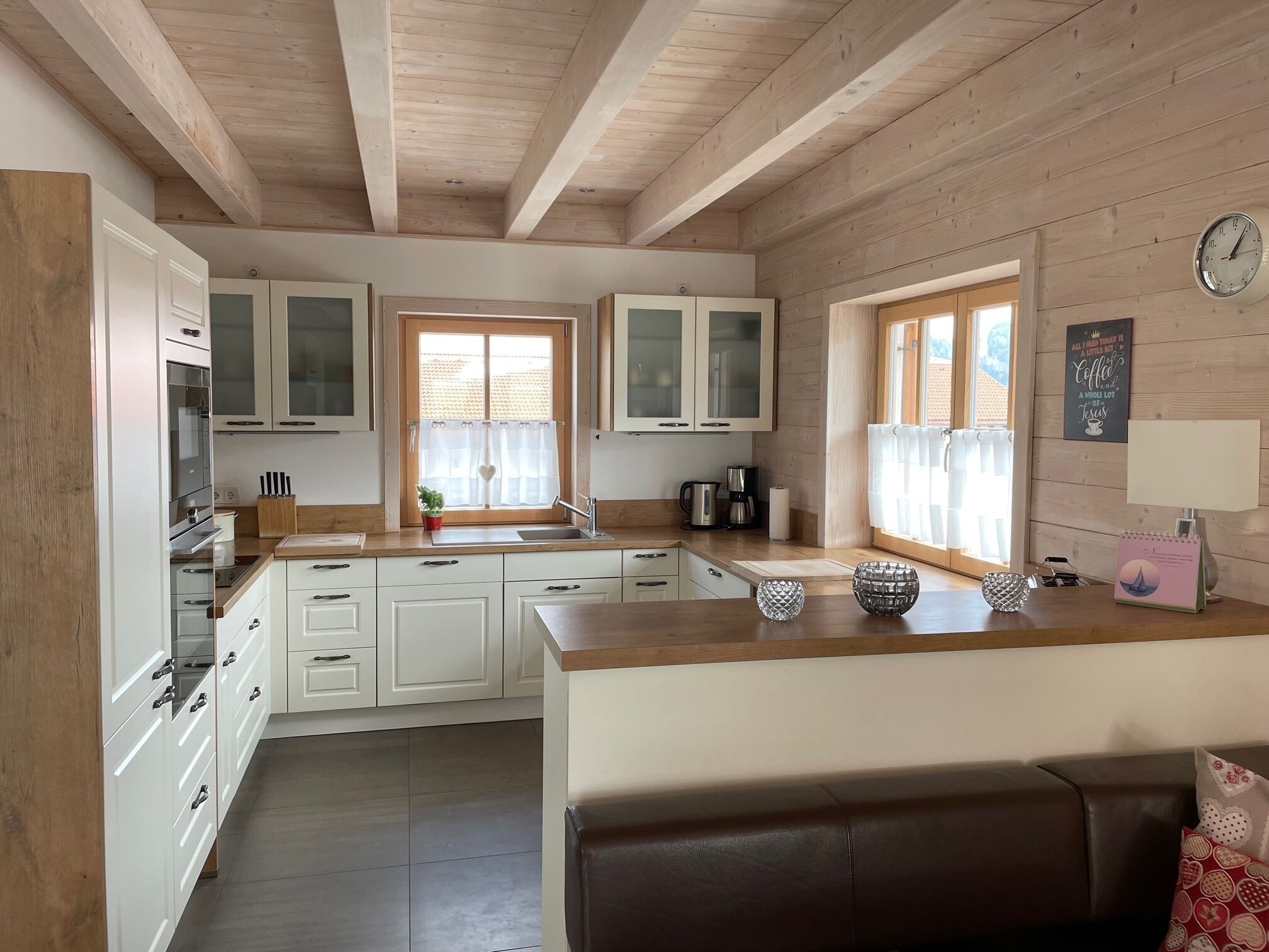 New house in country style with large natural pool, garden and garage