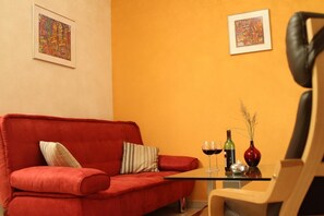 TV, DVD player, books, music library