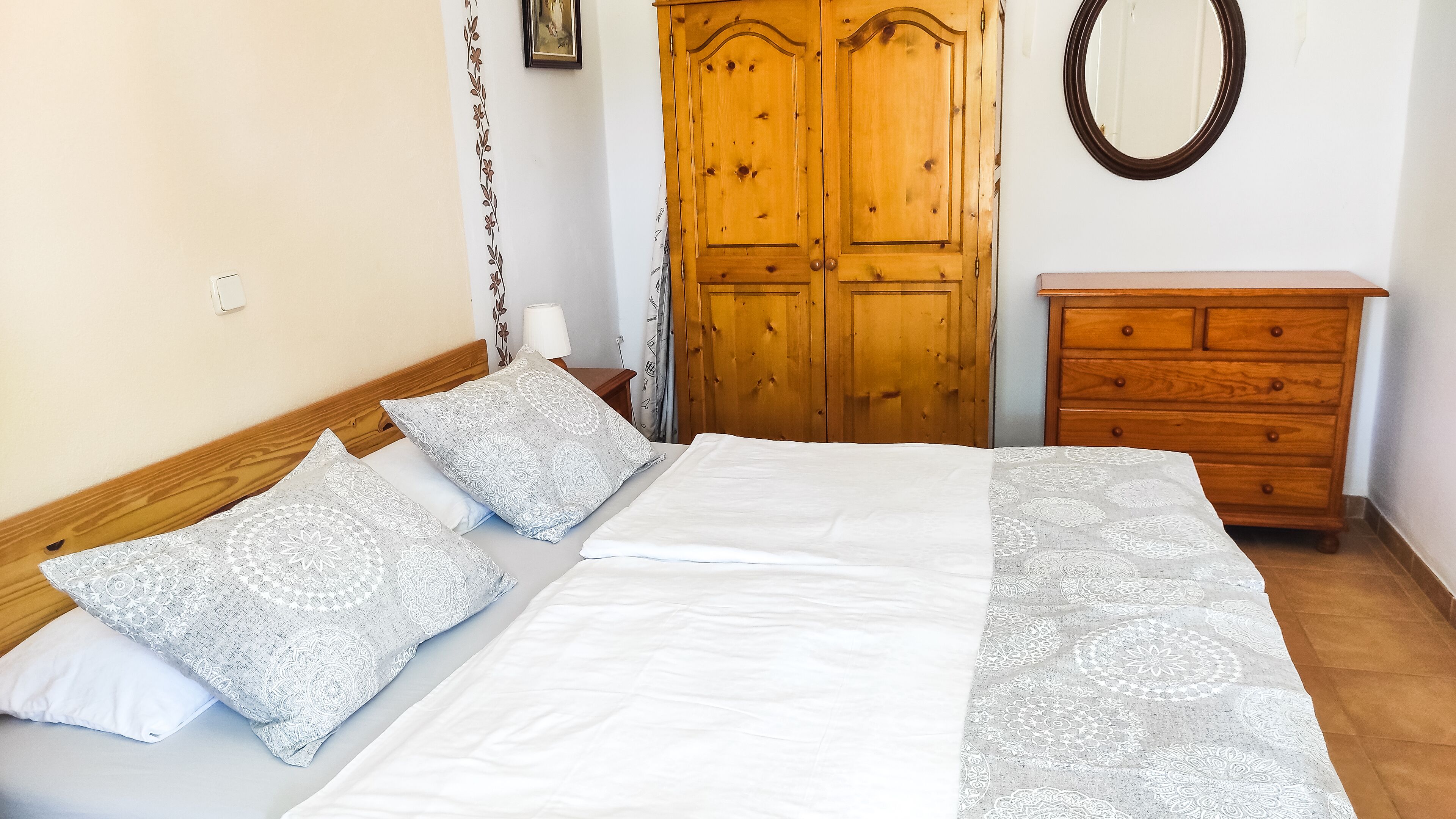 2 bedrooms, iron/ironing board, travel crib, bed sheets