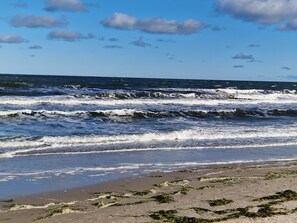Beach nearby, sun loungers