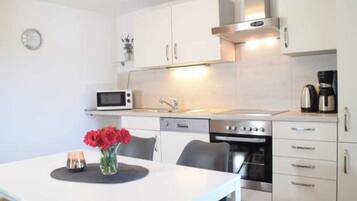 Fridge, microwave, oven, dishwasher