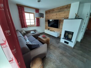 TV, fireplace, printers
