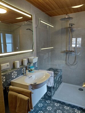 Ensemble douche/baignoire, sĂšche-cheveux, serviettes fournies, savon