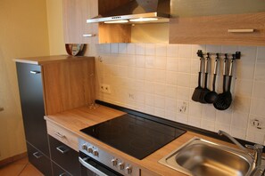 Fridge, microwave, oven, stovetop - Apartment Jasmin in Schönau in the Odenwald near Heidelberg (Schönau)