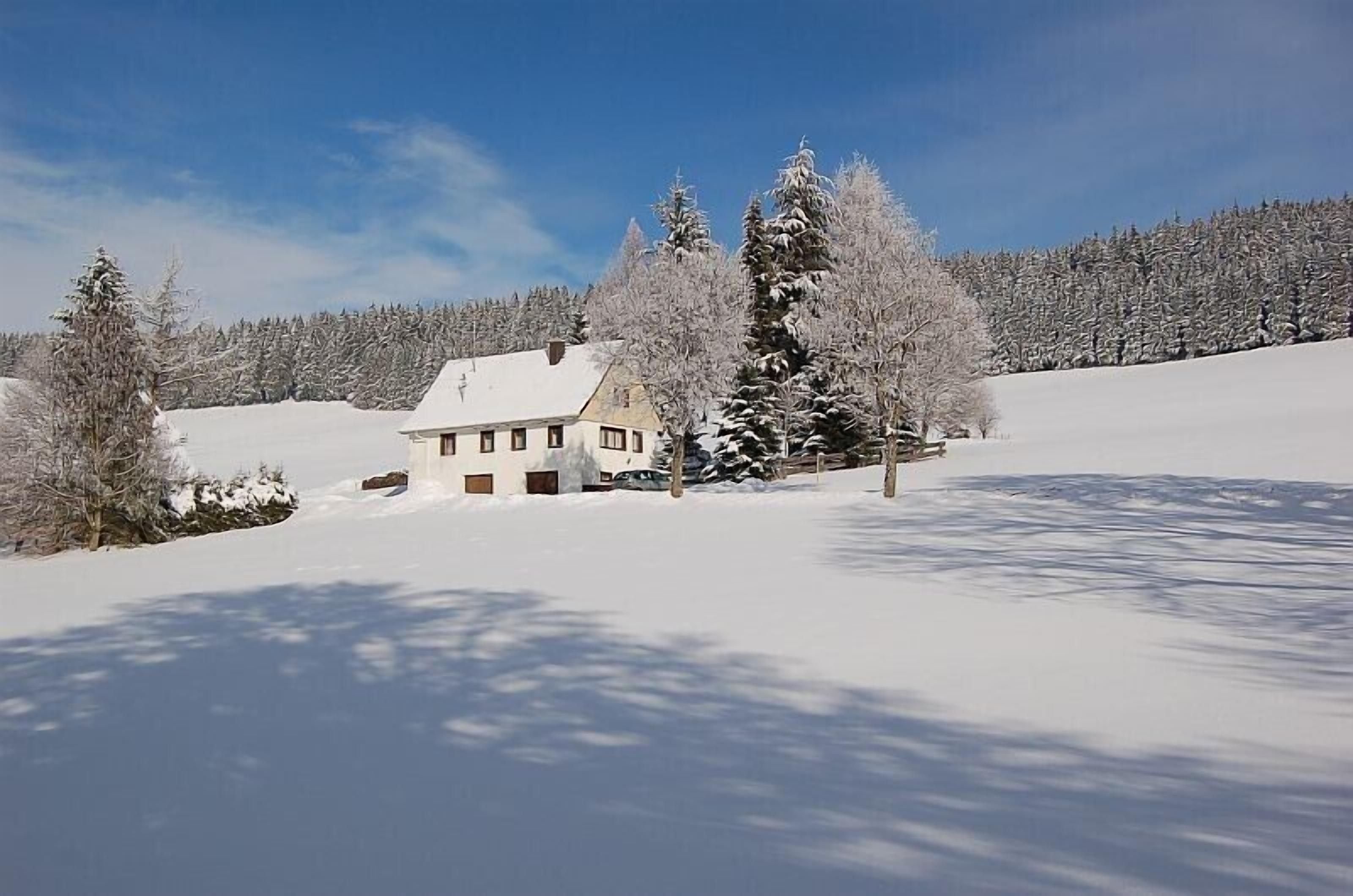 Environnement chalet neige profonde