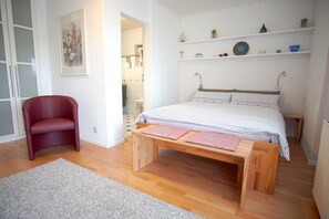 1 bedroom, travel crib, WiFi, bed sheets