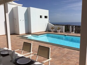 Outdoor pool, a heated pool - modern villa with stunning sea views and private pool (Macher)