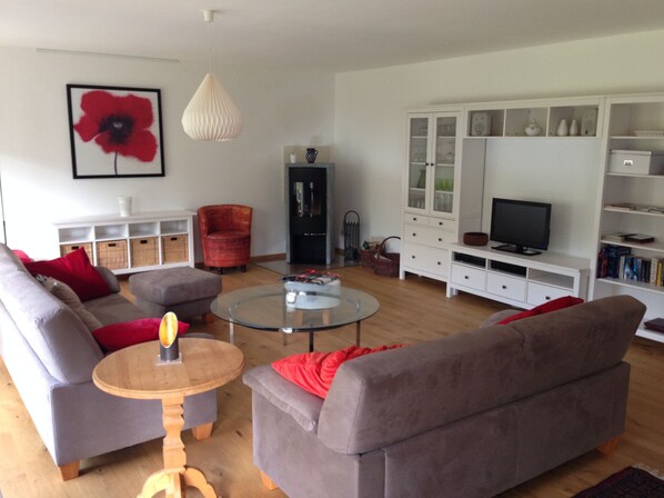 Smart TV, fireplace, DVD player, table tennis