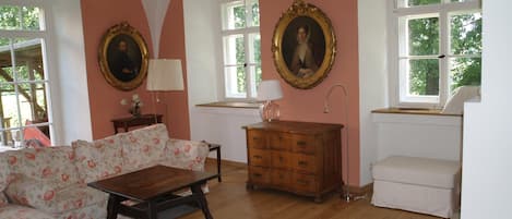 Televisión, chimenea, reproductor de DVD, mesa de ping pong