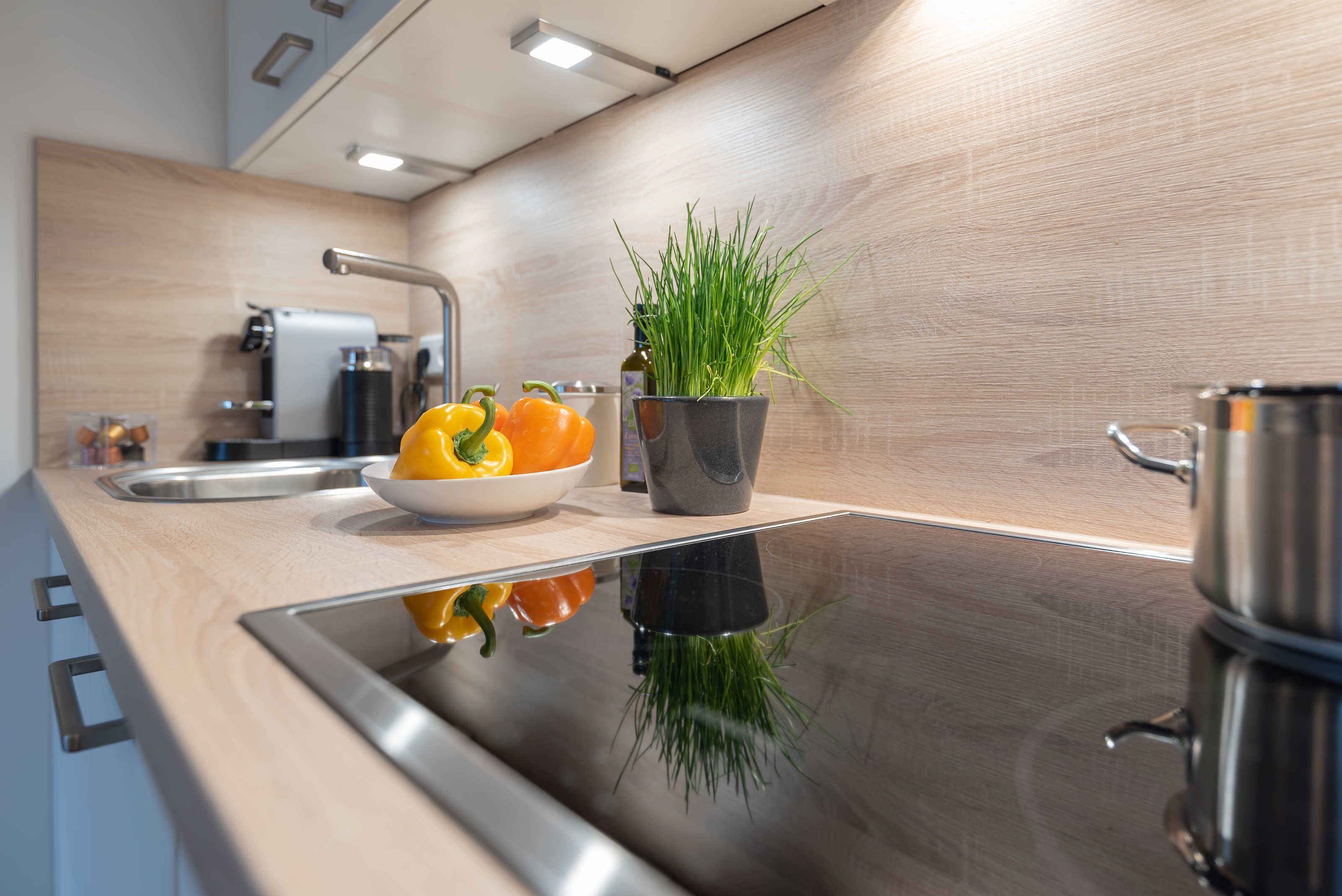 Fridge, oven, dishwasher, coffee/tea maker