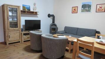 TV, fireplace