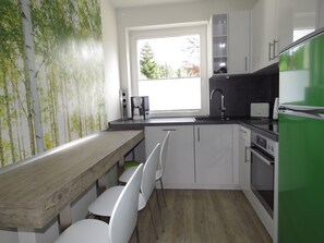 Fridge, microwave, stovetop, dishwasher