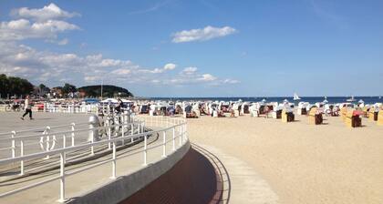 Apartment with a lake view directly opposite the green beach, WiFi, pets allowed