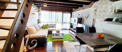 Smart TV, DVD player, books, stereo